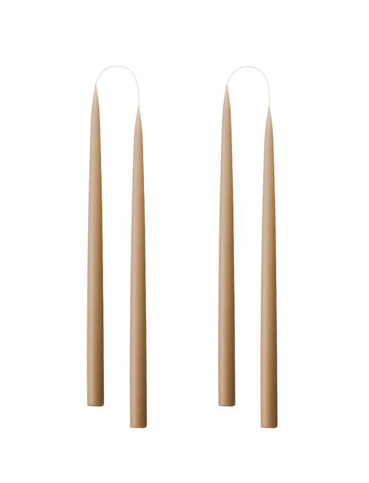Kunstindustrien® Taper Candles – Set of 4, 13.8" – Made in Denmark, Long Burning Candles 15h, Unscented & Smokeless Candlesticks – Elegant Tall Candles for Weddings, Dinners & Home Decor (Nougat)