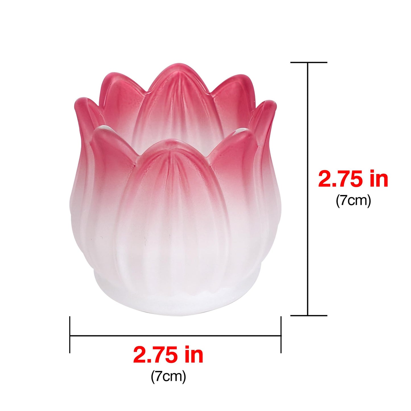 TOCCOOL 4 Pack Tulip Flower Shaped Glass Candle Holders for Votive & Tealight Candles, Wedding Table Centerpiece Decor & Home Decor (Amber, Pink-White Gradient)