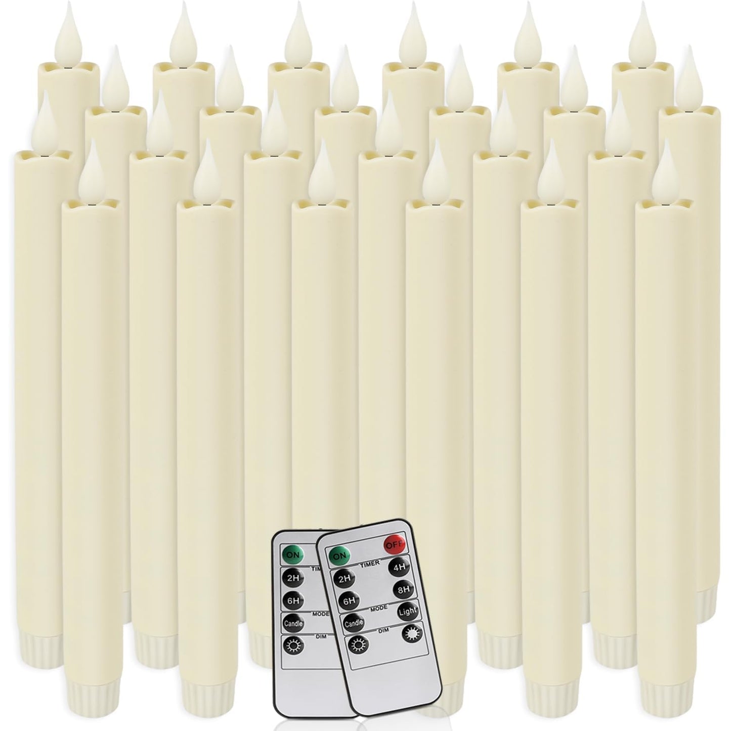 24-Pack Flameless Taper Candles, 9.25 Inch Battery Operated LED Candlesticks with Remote & Timer - Realistic Flickering Flame, Warm Ivory, Safe Smokeless for Wedding Christmas Church Party Home Decor