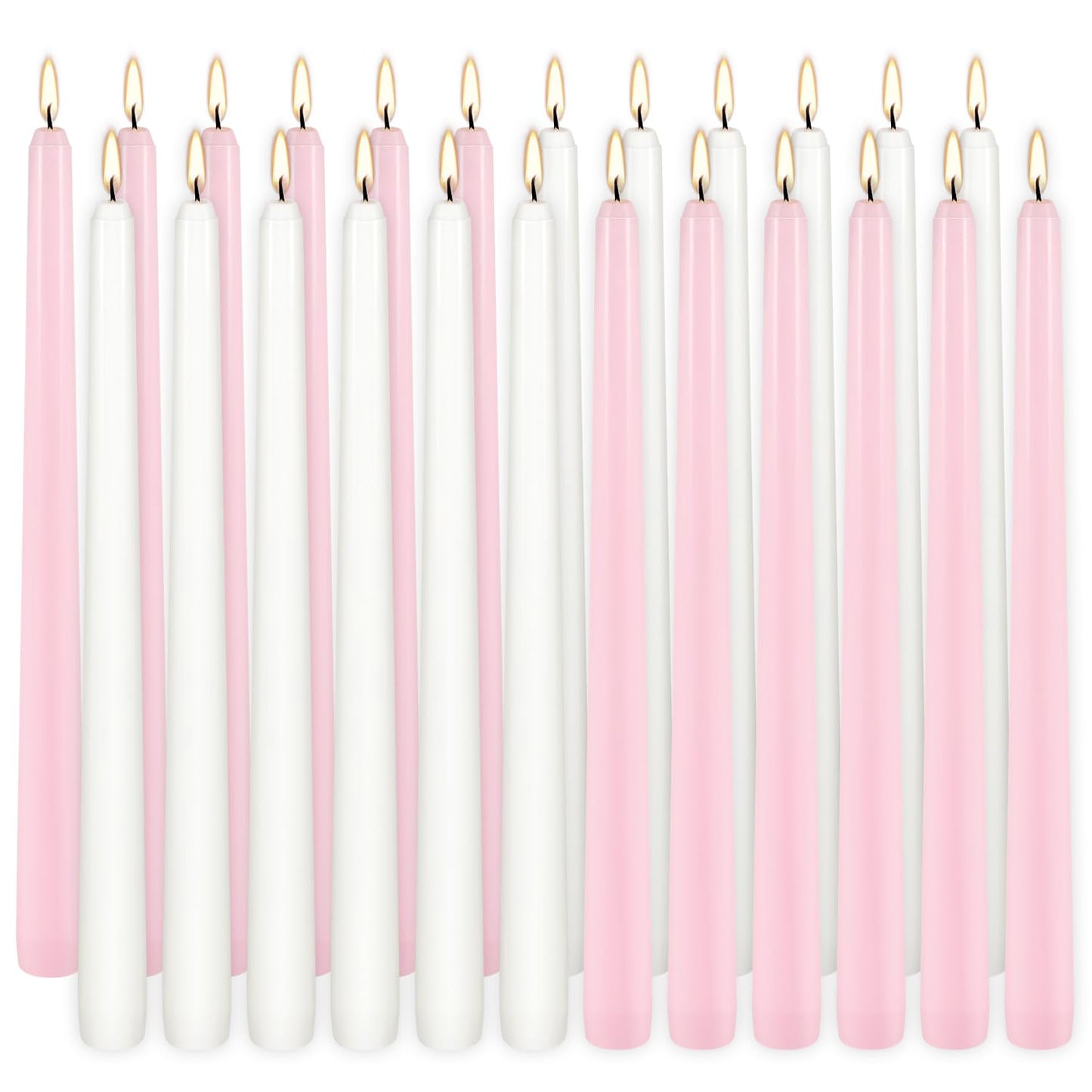 10-Inch Pink and White Taper Candles|24Pack Unscented, Smokeless,Hand-Poured CandleSticks,Perfect for Valentine’s Day, Weddings, Parties, Shabbat, Baby Shower, Birthday,Girls' Night,Home Décor