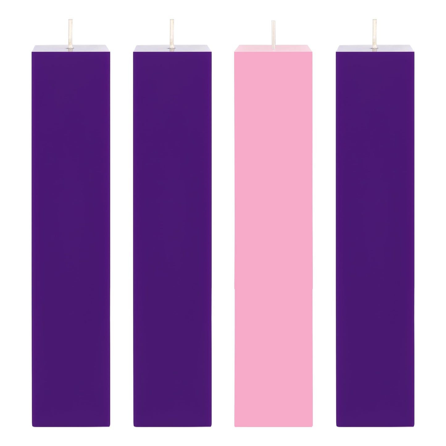 Mega Candles 4 pcs Unscented Christmas Advent Candles Set, Hand Poured Premium Wax Square Pillar Candle 2 Inch x 9 Inch, Holidays, Occasions, Events, Festivitiess, Devotional, Church, Wreath, Gifts