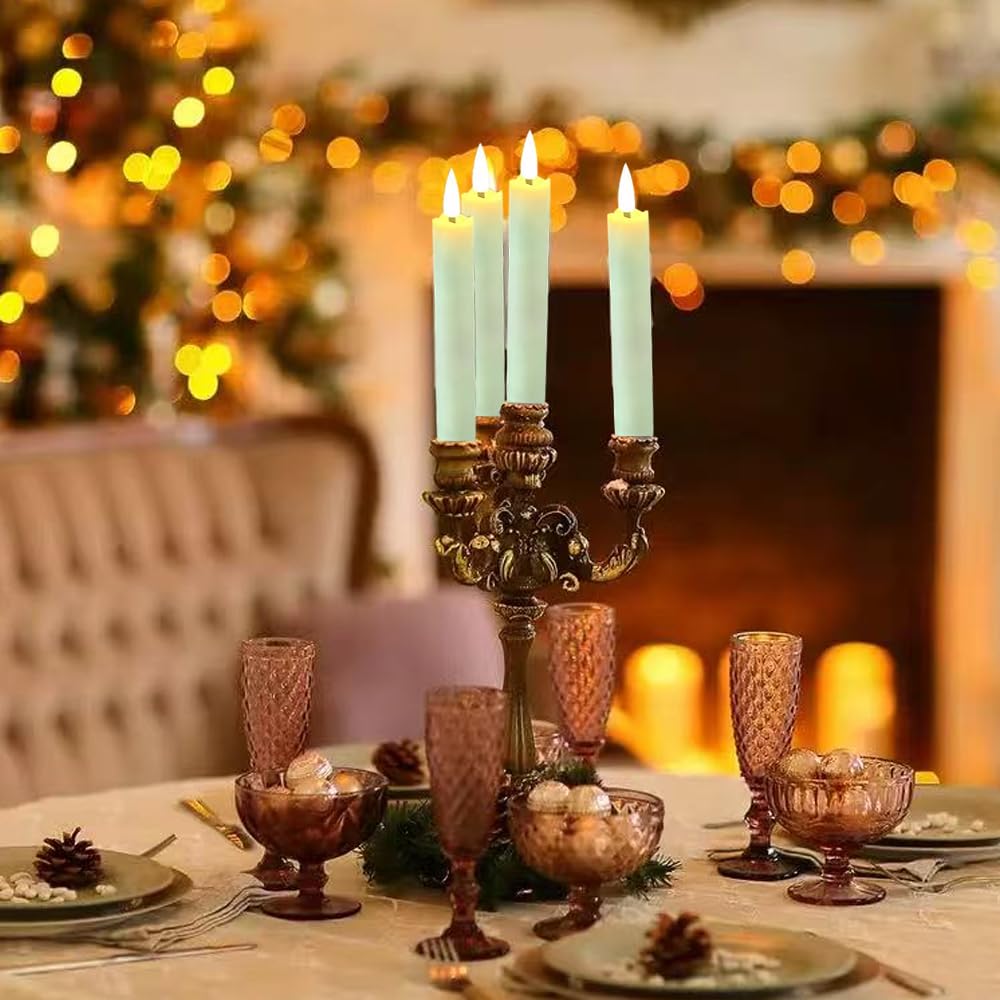 24 Packs Flameless Taper Candles Battery Operated Fake 6.3 Inch Long Candle Light LED Flameless Candlesticks Flickering Tapered for Wedding, Halloween, Christmas No Remote