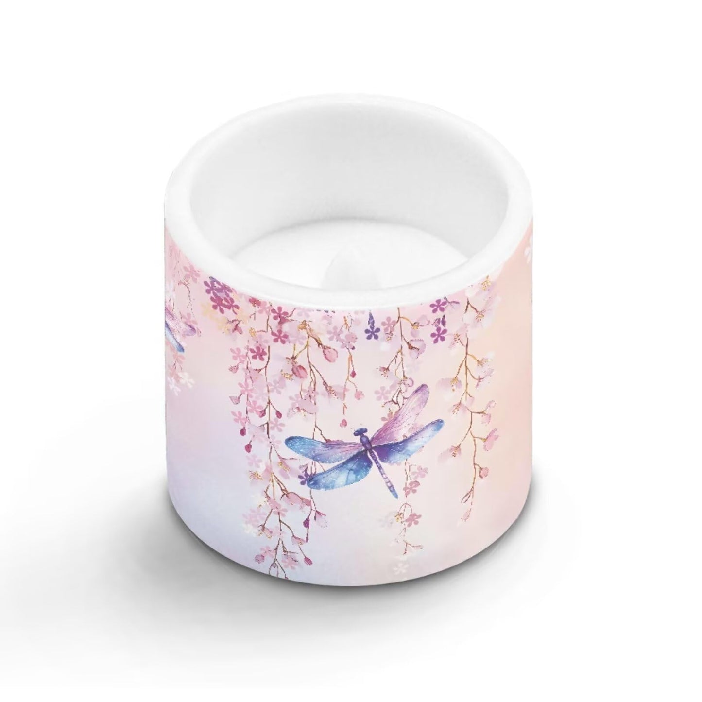 Cozeyat Cherry Blossom Dragonfly LED Candles Set of 4 Battery Powered Flameless with Remote Timer Flickering Flame Waterproof for Beach Home Table Use