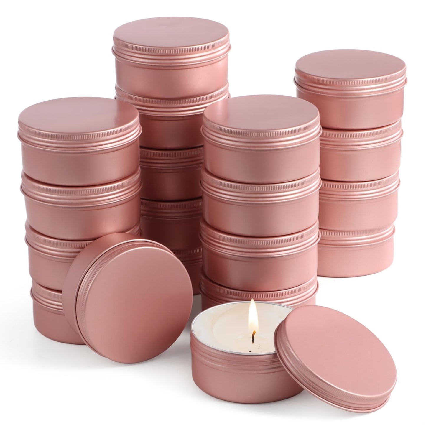 Deskium 18 Pack Aluminum Metal Tins, 6 Oz Round Candle Tins With Screw-Top Lids, Travel Storage Containers For Spices, Cosmetics, Candles
