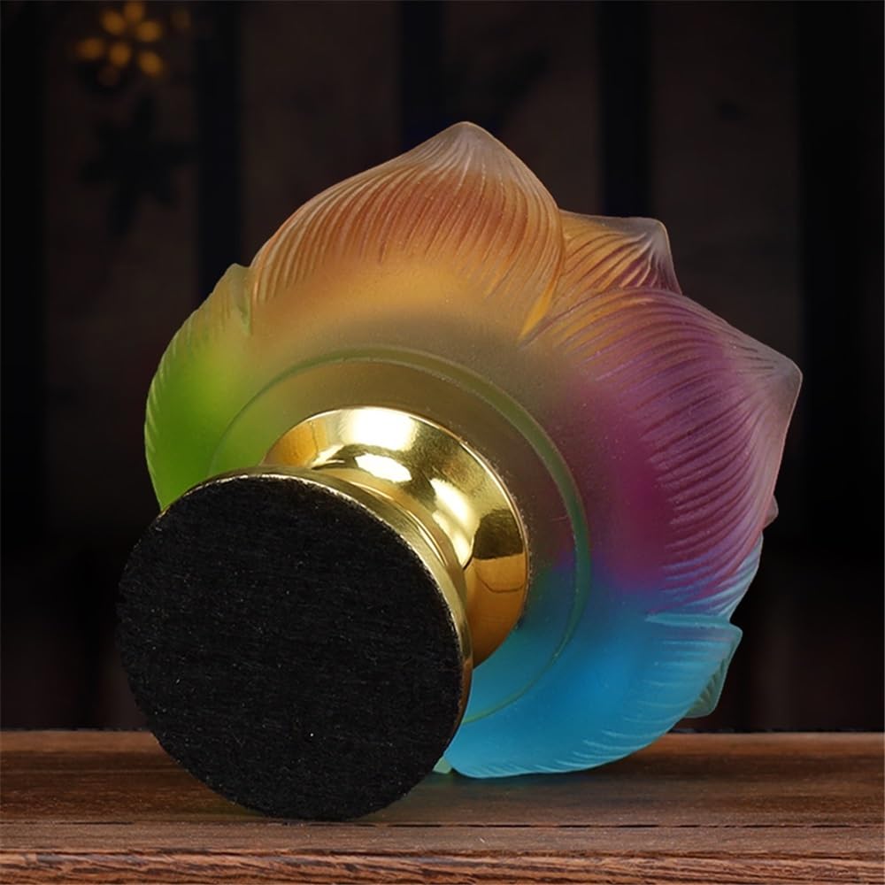 Candlestick Holders Ancient Glass Candlestick Household High Foot Lotus Candle Holder Decoration Candle Holders(Yellow)