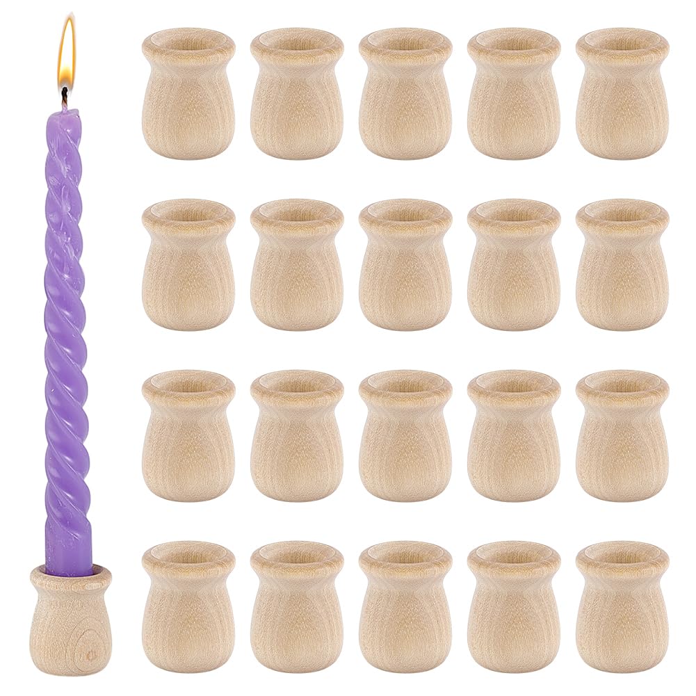 PH PandaHall 20pcs Candle Cups, Wood Candle Holders Unfinished Wooden Candle Cups Wood Dowel Caps Candlesticks Holders for Hand Painting Crafts Home Decor Fireplace Decor, 1 × 1.3 Inch