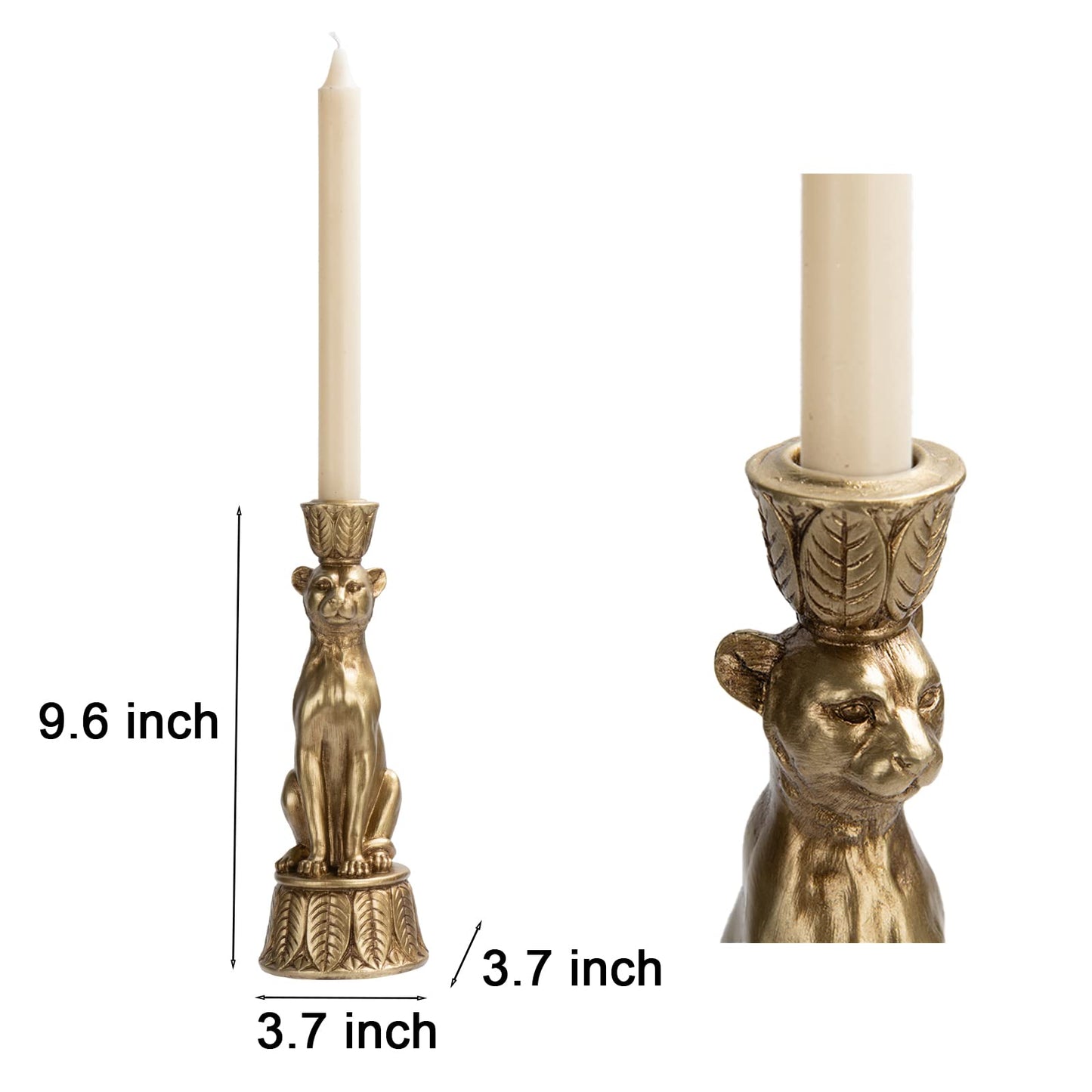 Candle Stick Holder Table Decor - Leopard Resin Modern Golden Candlestick Holder Coffee Table Decor Gold Candle Stand for Living Room 3.25 x 3.25 x 9.25 Inch Guichifun