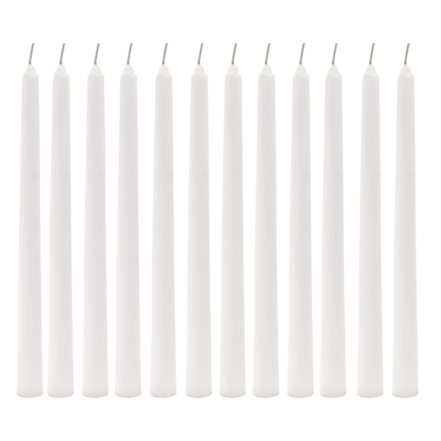 Hosley 12-Pack Unscented 10 Inch White Taper Candles, Premium Quality Smokeless, Dripless Candle Sticks for Home Décor, Restaurant, Church, Weddings & Parties