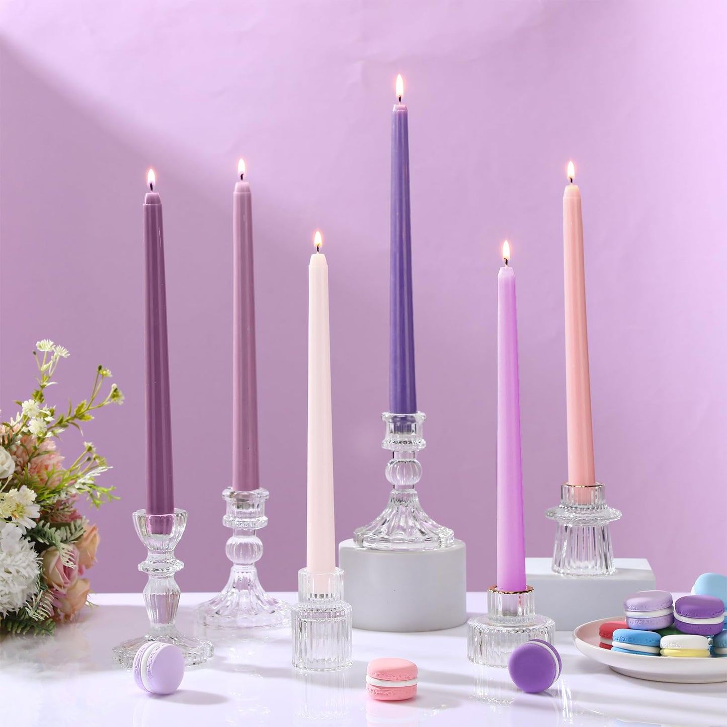 Nuanchu Taper Candles 10 Inch (H) Dripless Tapered Smokeless Long Tall Unscented Dinner Candle for Wedding Party Home Decor Candlesticks, Long Burning