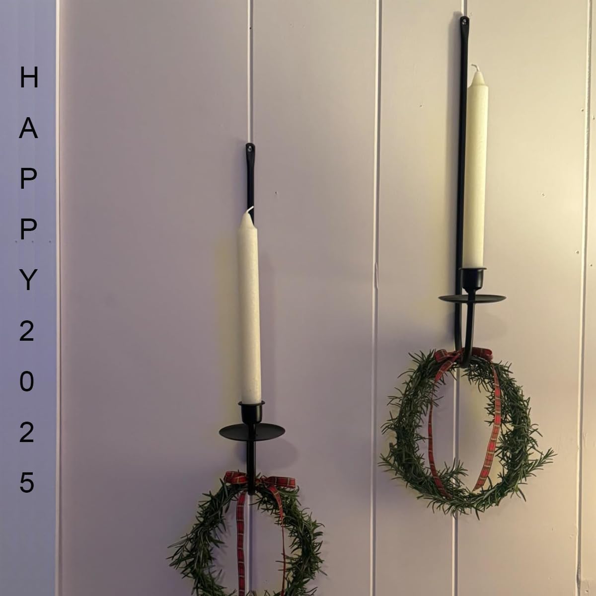 Wall Candle Holder Set of 4, Modern Candle Sconces Wall Mount Metal Holders Hanging Candle Pillar Holder for Living Room, Wedding, Farmhouse, Fireplace, Matte Black