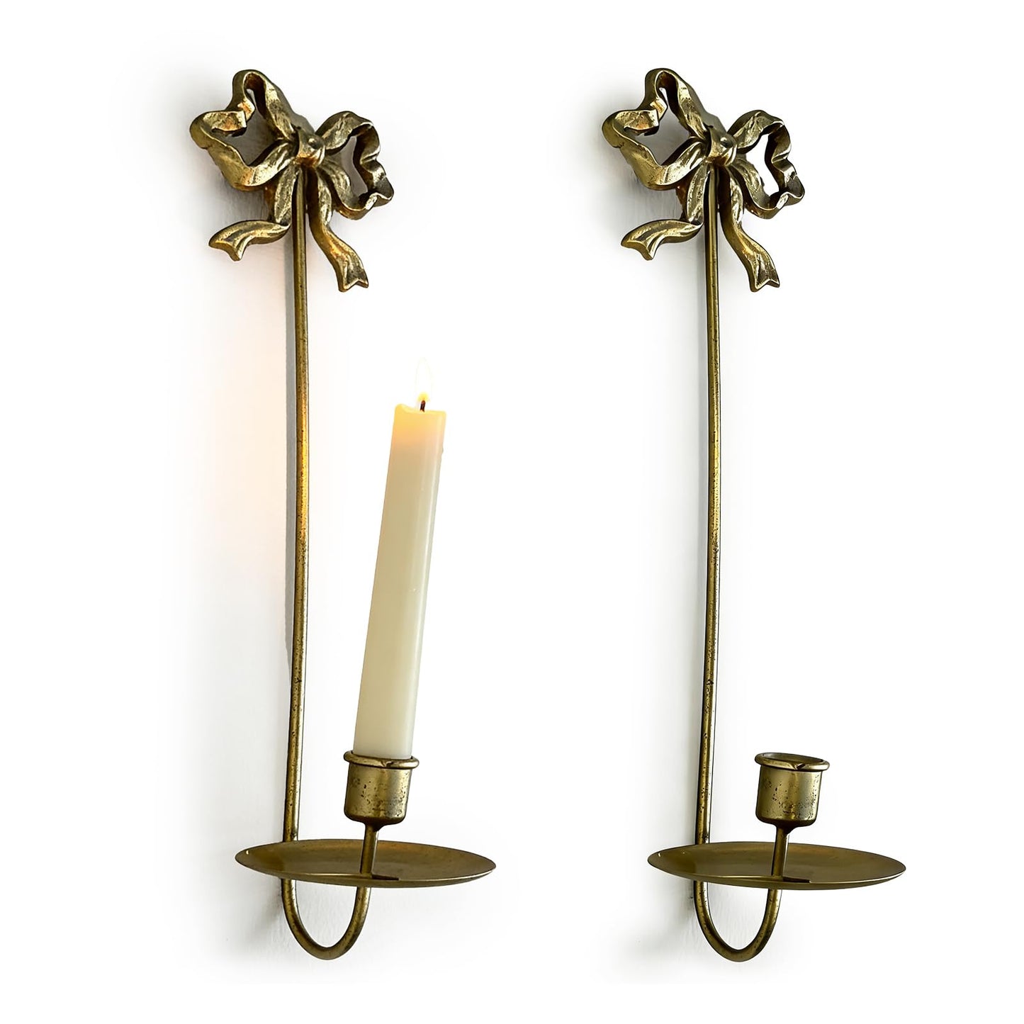 Wall Sconces Candle Holder Set Butterfly Metal, Gold Modern Bow Modern Arched Design for Farmhouse, Wedding Decor, Home Decoration, Candelabros de Pared para Sala, 16 Inches Tall