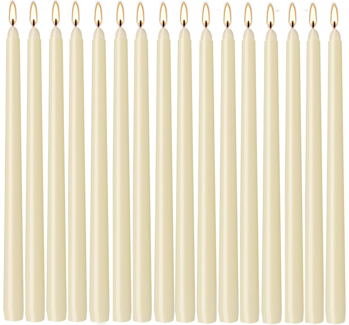 WPONSZU 16 Pack Ivory Taper Candles, 7-8 Hours Burn Time, Unscented, Smokeless and Dripless, 4/5 x 10 Inch for Christmas,Household,Dinner,Wedding,Valentine's Day,Party and Home Décor Candlesticks