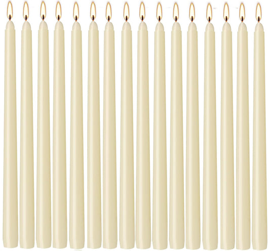 WPONSZU 16 Pack Ivory Taper Candles, 7-8 Hours Burn Time, Unscented, Smokeless and Dripless, 4/5 x 10 Inch for Christmas,Household,Dinner,Wedding,Valentine's Day,Party and Home Décor Candlesticks