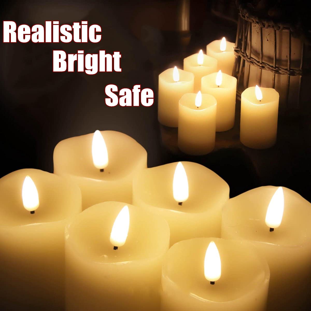 Eywamage Ivory Flameless Votive Candles with Timer Batteries, 2x3 inch Small LED Pillar Candles Flickering Set of 6