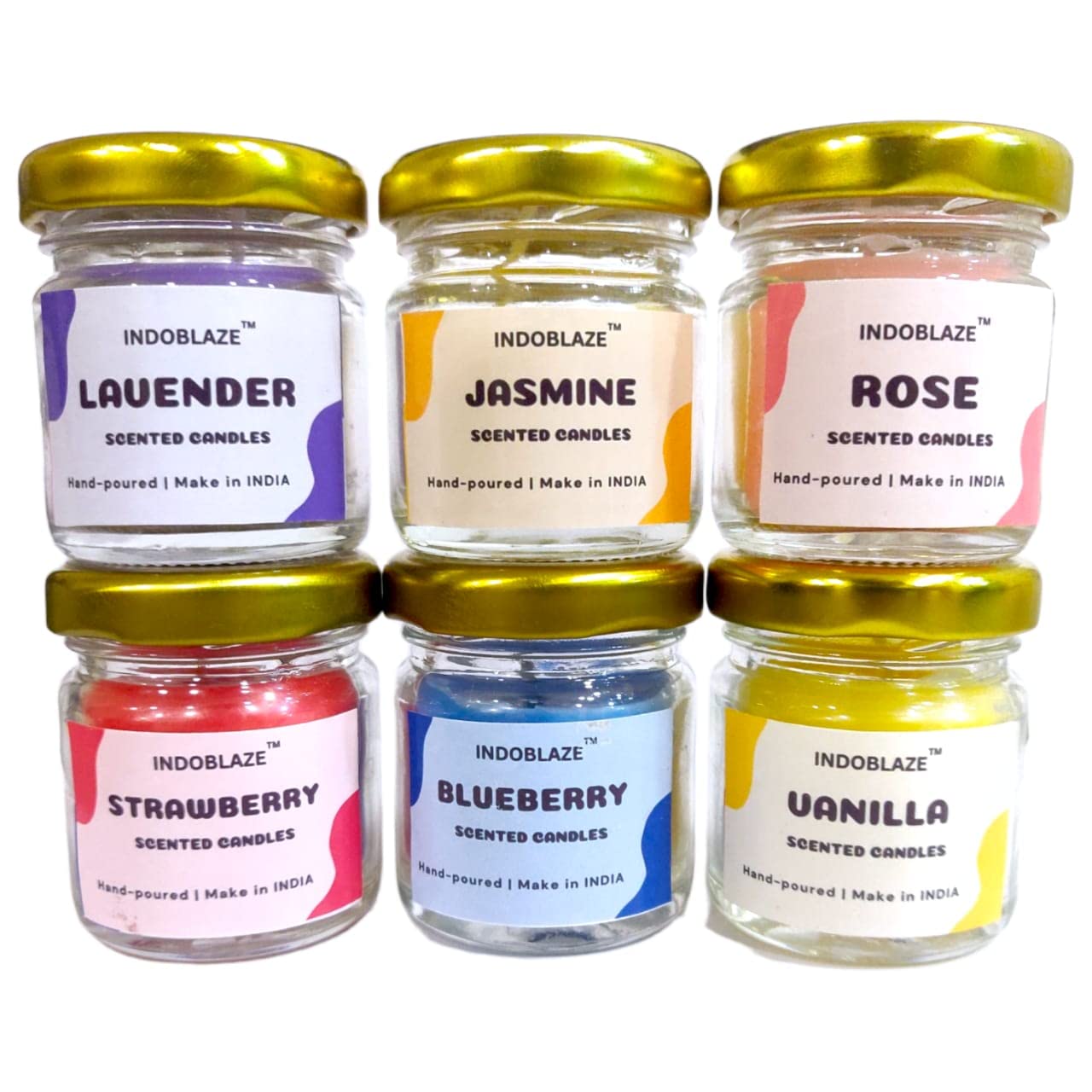 Indoblaze Candles Set 12 Scented Candles For Home Decor In Small Glass Jars | Perfect Aromatherapy Scented Candles Gift Set | Fragrance Candles For Home Decor.