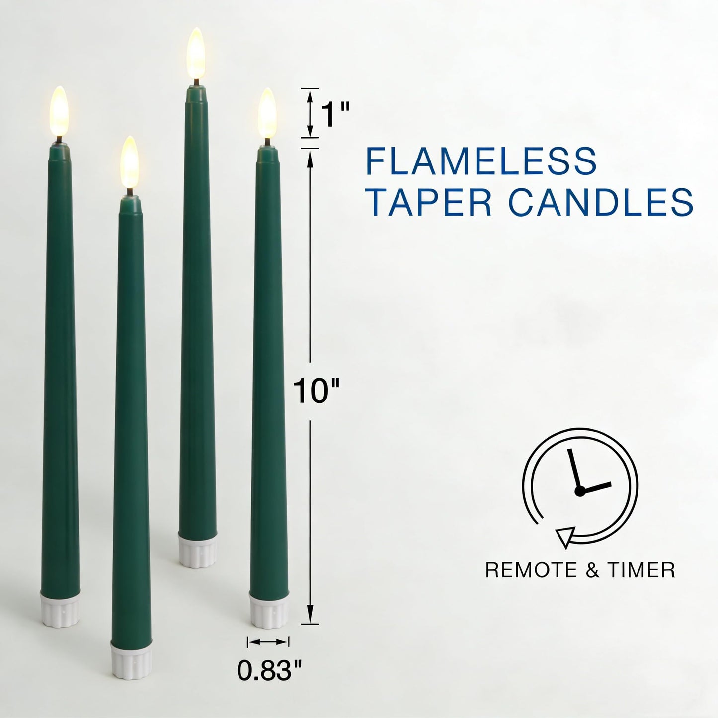 Ni-JASW Green Flameless Taper Candles with Remote Timer, Flickering Battery LED Candlesticks Spring Home Decor Set of 12