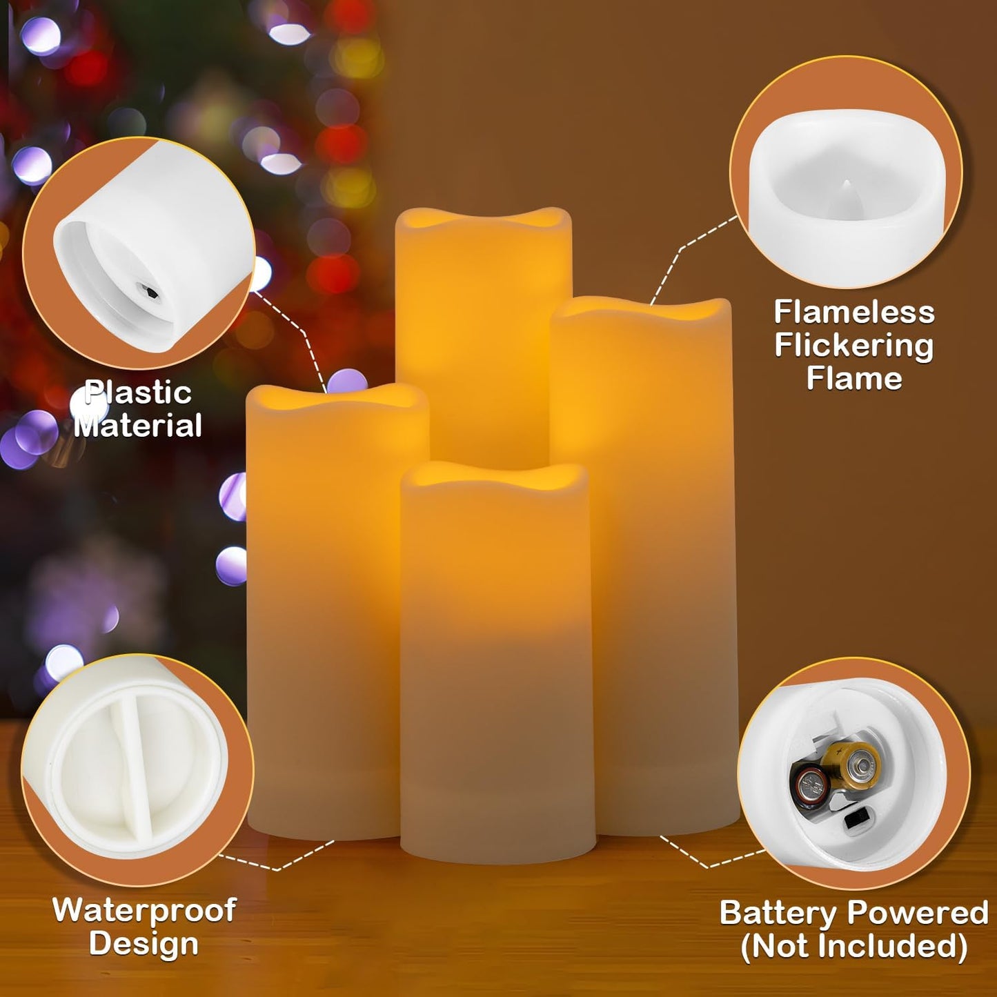 Metaku Flameless Flickering Candles Battery Operated LED Candles Set of 12 Ivory with Remote & Timer for Halloween, Christmas, Bedroom, Home, Wedding, Birthday Decoration D2.2'' x H4''5''6''7"
