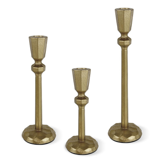 Cast Iron Taper Candle Holders,Set of 3 Vintage Gold Candlestick Holder,Antique Brass Candlestick Holders for Table Centerpiece,Wedding Dinning,Party,Christmas Decor (Gold)
