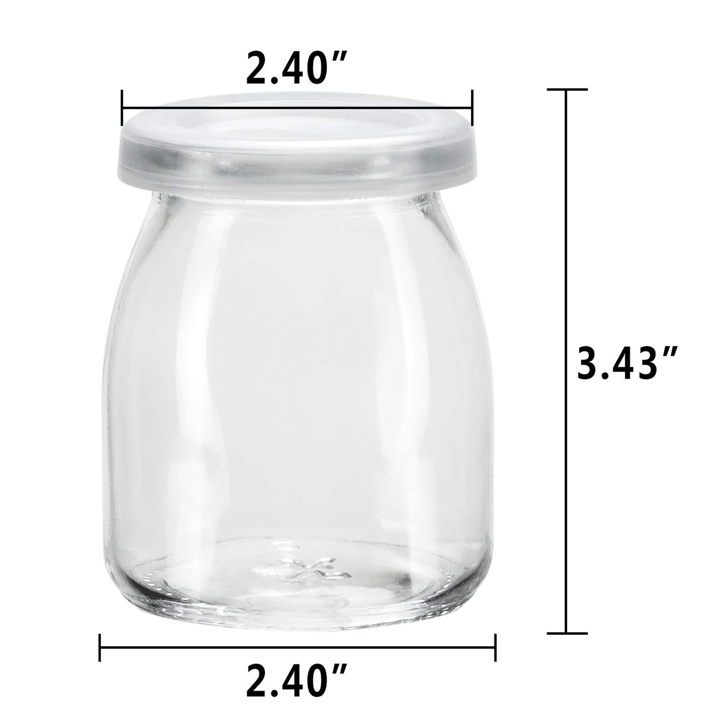 Encheng Glass Yogurt Container With Lids, 7 oz Clear Glass Jars With Lids(PE),Replacement Glass Pudding Yogurt Jars With Twine n Tag For Milk,Jams,Jelly,Mousse,Dishwaresafe 40 Pack
