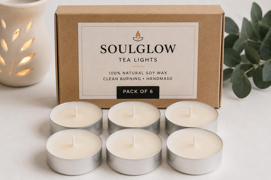 Pack of 6 Soy Tea Lights/Natural Soy Wax Candles/Clean Burning/Handmade Tea Light/Unscented or Scented