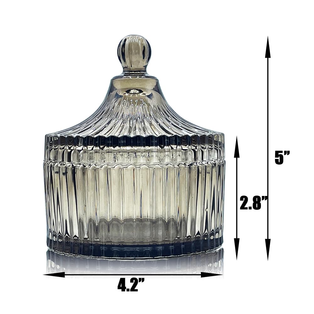 YILUSHENGHUA Colorful Glass Jar With Lid Candy Candle Jars Jewelry Box Buffet Biscuit Containers Bath Salt Holder Antique Bathroom Decor(Tawny)