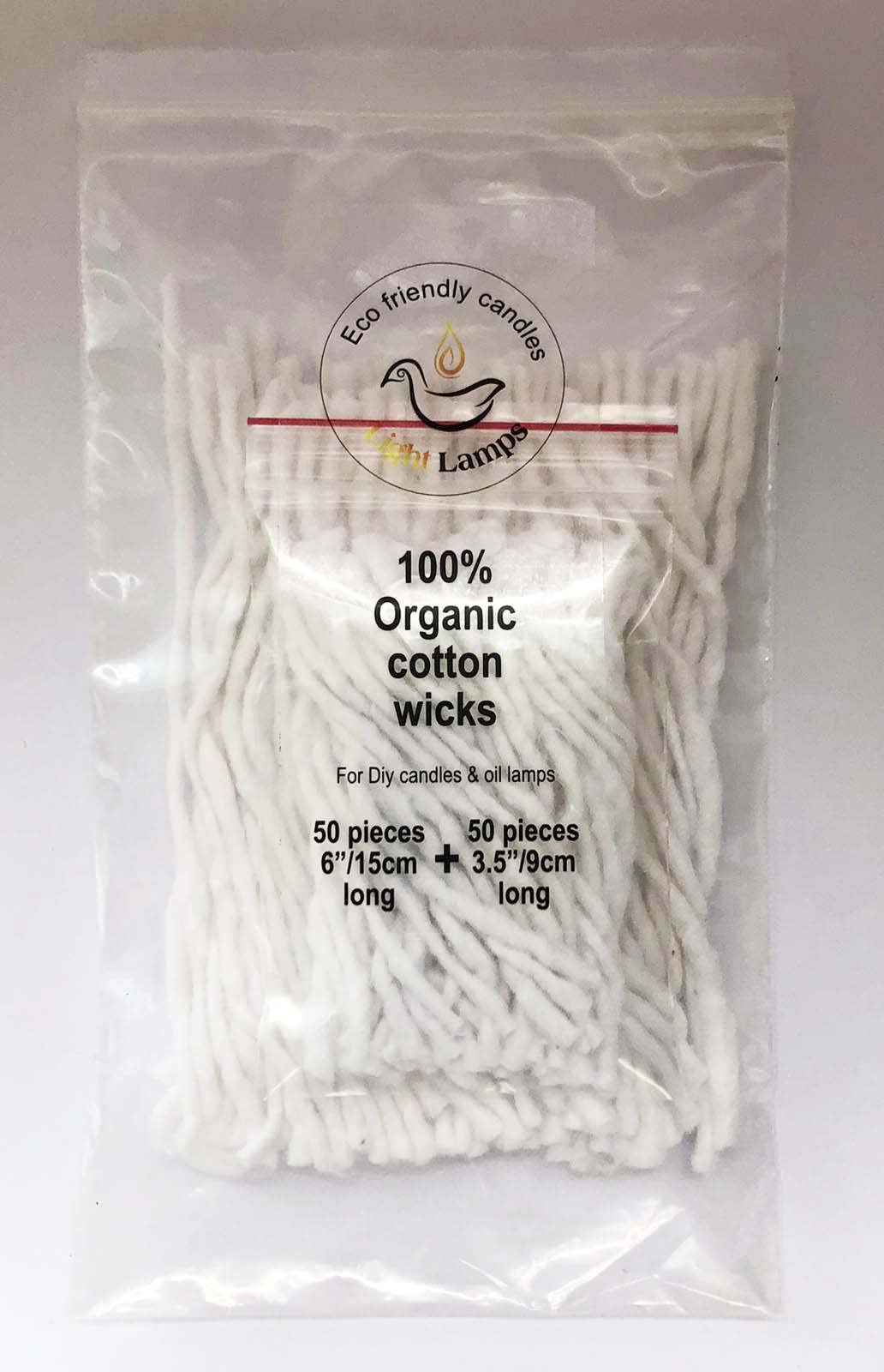 50 XLong Cotton Wicks for Candle Making, 50 p 6" Long + 50 p 3.5" Long, 100 Organic Cotton Wicks, Cotton Wicks for DIY Candles, Cotton Wicks for Oil Lamps, Cotton Wicks for Puja, Cotton Wicks