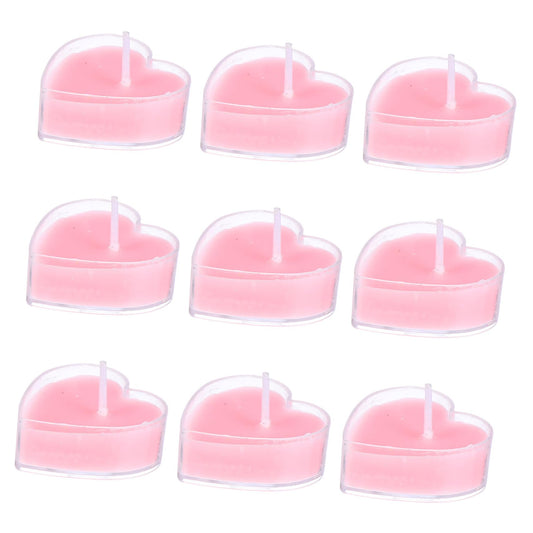BUTIFULSIC 9Pcs Heart Shape Scented Candles Smokeless Tea Light Paraffin Wax with Fresh Rose Soft Flicker Glow for Wedding Valentines Day Home Party Decoration