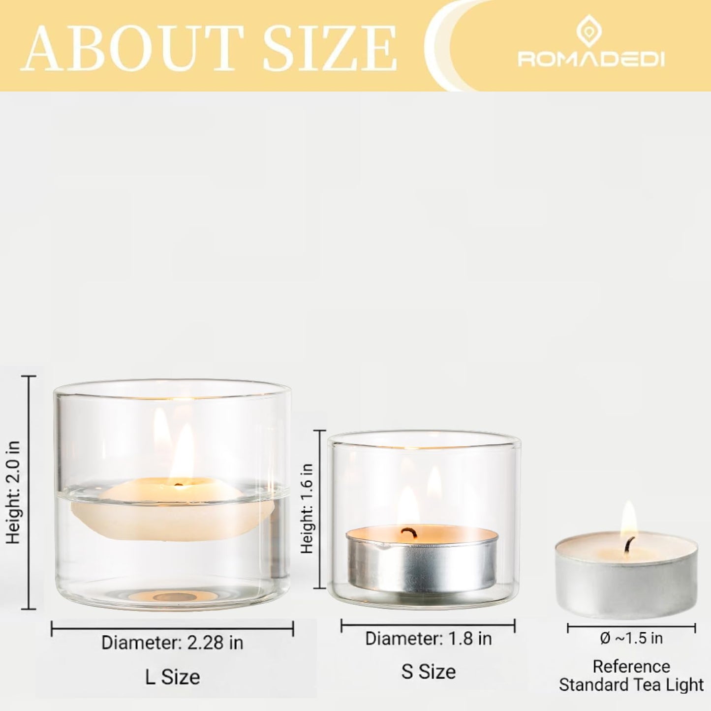 Romadedi Votive Tealight Candle Holders - 24 pcs Clear Glass Tea Light Holders Bulk Small Table Centerpieces Wedding Decor Party Dinner Home Decorations Festivals Christmas