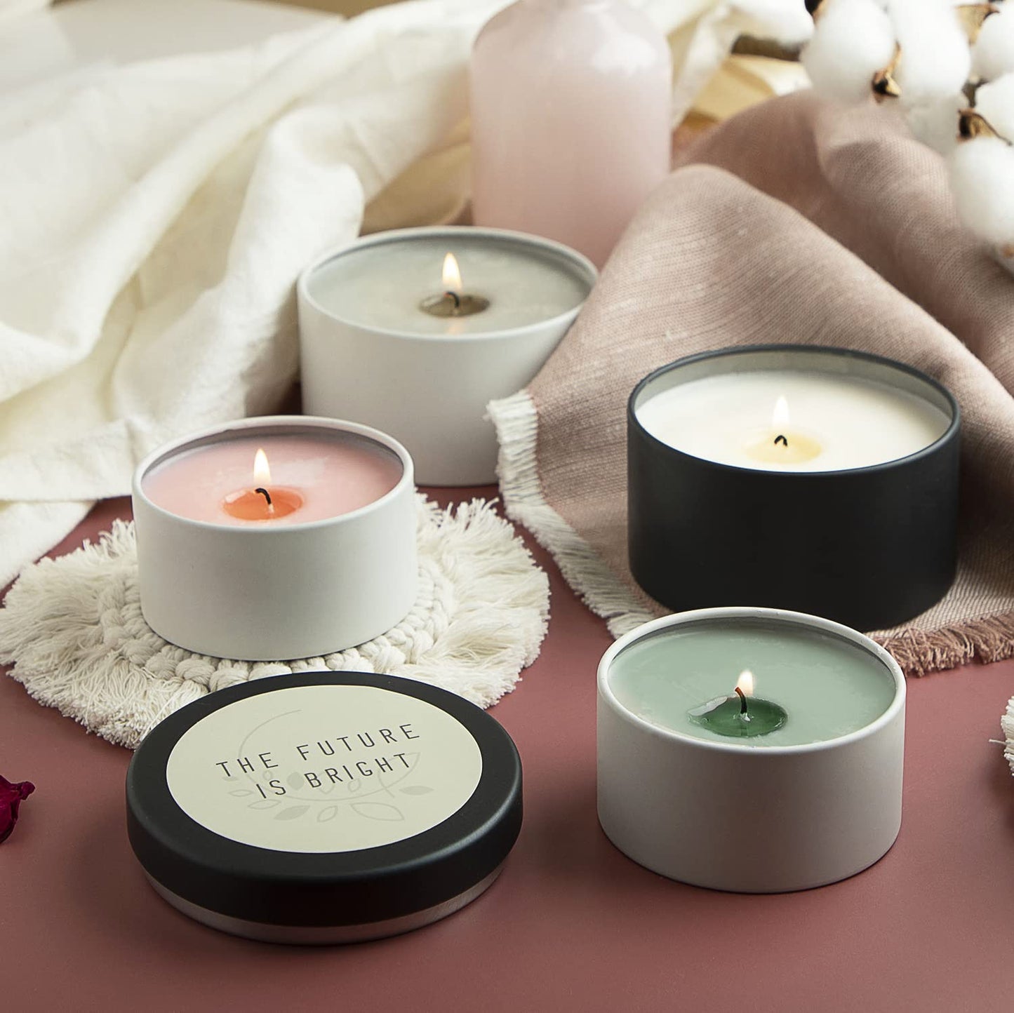 Hearth & Harbor Tin Candle Jars for Making Candles - DIY Candle Containers with Lids - Metal Candle Jars - Bulk Tins Storage for Candle - (24 Pieces) - (8 Ounces) - Solid Black and White