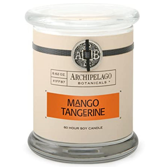 Archipelago Botanicals Scented Candle Hand-Poured Premium Wax, Burns Approx. 60 Hours, Mango, Tangerine, Soy Candle in Glass Jar, 4.5 Inch, 8.6 oz