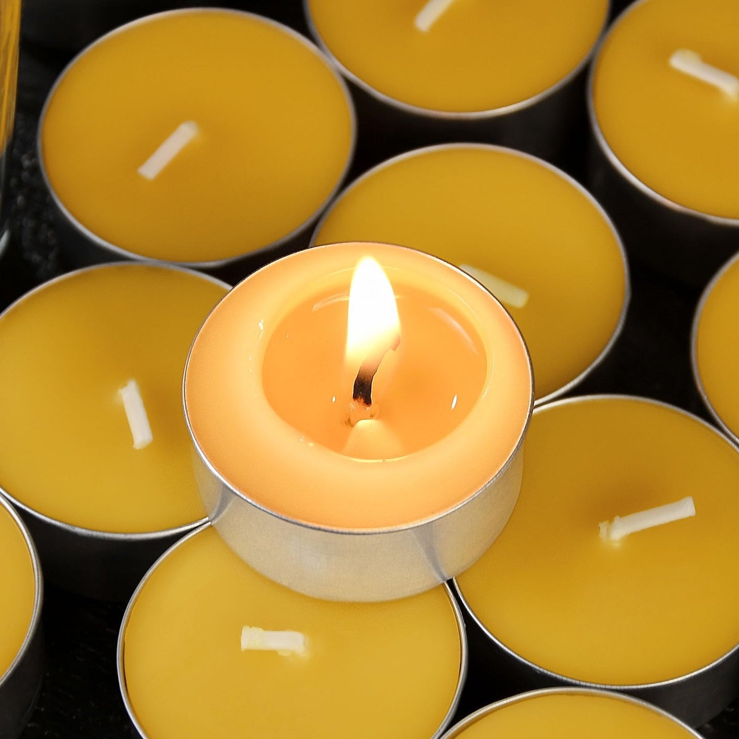 32 Packs Beeswax Tealight Candles,Natural Beeswax Tea Lights Candle in Aluminum Cups,4-5 Hour Burn Time,Unscented Smokeless Candles
