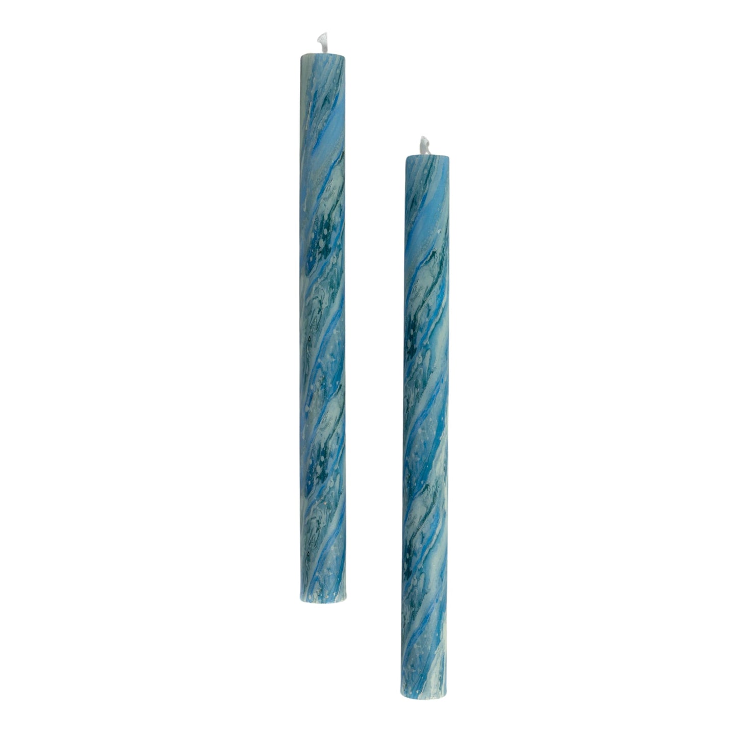 Creative Co-Op Marbled Taper Candles in Box, Blue, Set of 2