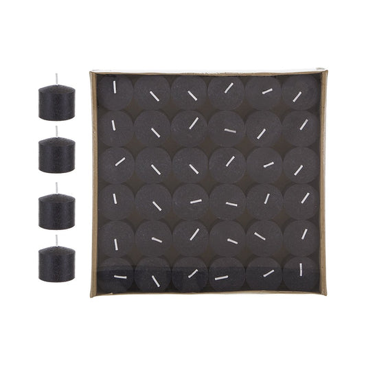 Mega Candles 72 pcs Unscented Black Votive Candles, Pressed Wax Candle 10 Hours 1.5 Inch x 1.38 Inch, Home Décor, Wedding Receptions, Occasions, Events, Festivities, Meditations, Religious, Prayers