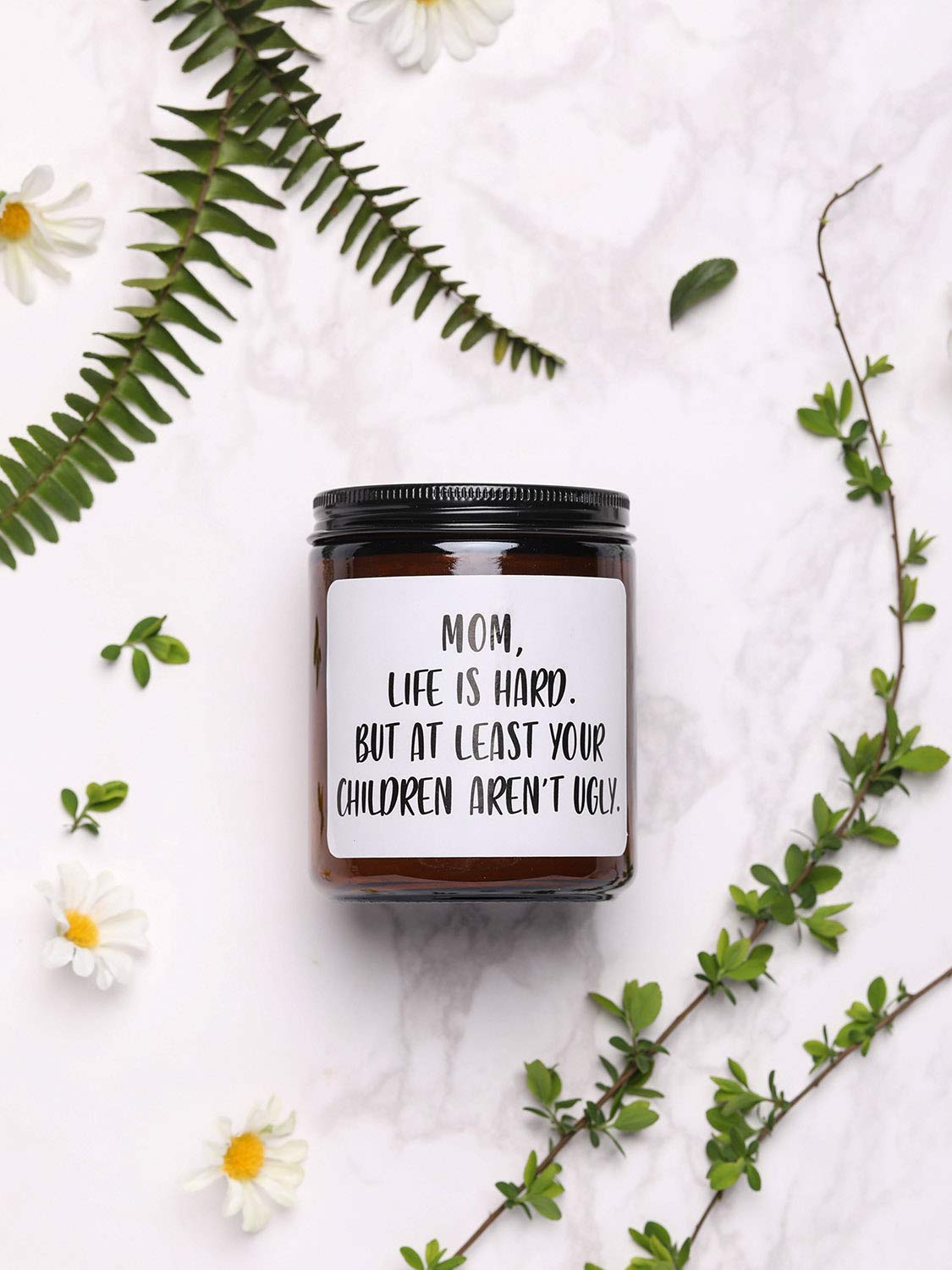 Gifts for Mom from Daughter Son,Funny Moms Candle, Mom Life is Hard Candles,Mothers Day Gifts Birthday Thanksgiving Days Christmas Gift, Sandalwood & Rose Scented Candle,7oz