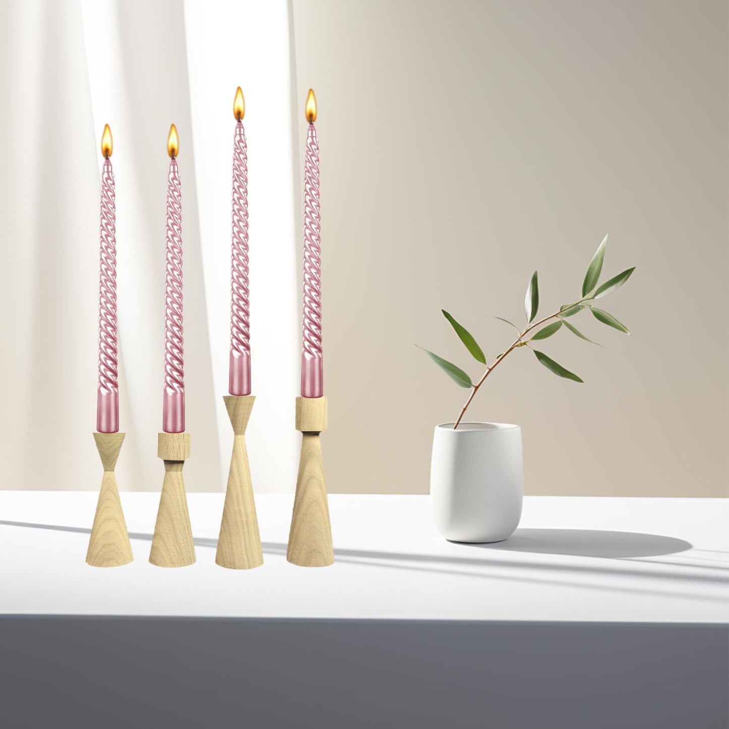 10 Inch Taper Candle, Set of 12,Tapered Candles Burn for 7 Hours, Long Sticks,Tall Candlesticks, Dinner Party, Wedding, Halloween (25cm, Pink)