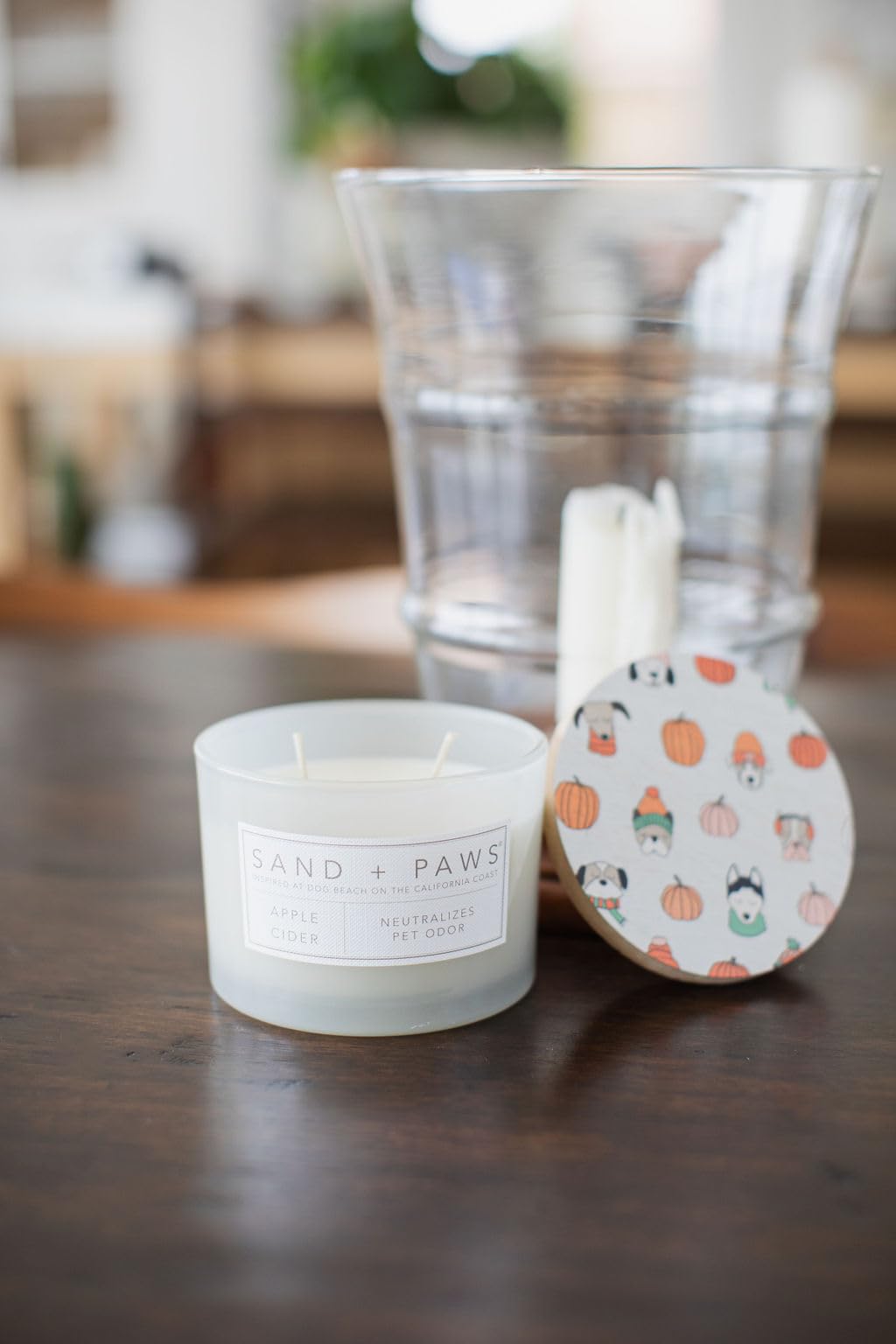 Sand + Paws Scented Candle - Apple Cider - Additional Scents and Sizes –Luxurious Air Freshening Jar Candles Neutralize pet Odors and Enhance Home décor – 100% Cotton Lead-Free Wicks - 12 oz