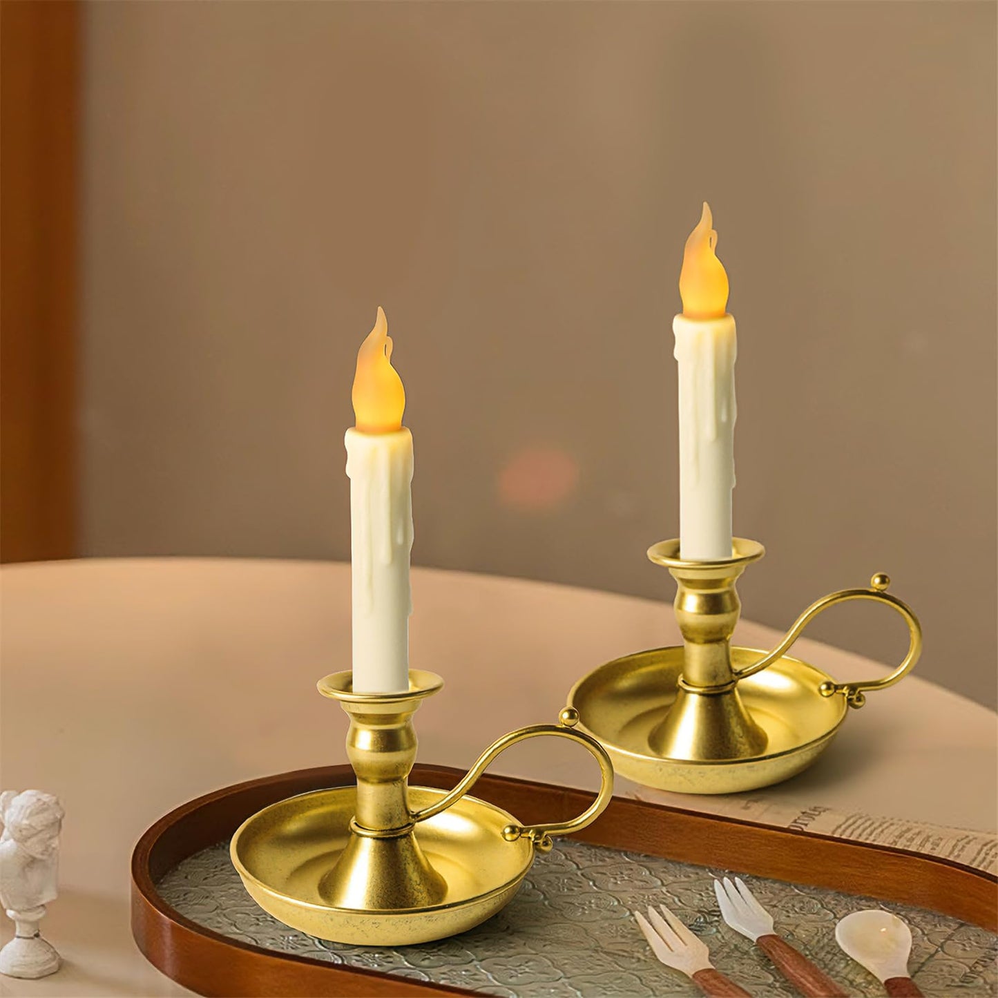 Elegant Antique Metal Holders and Flamless LED for Living Room and Special Event Decors with Secure Base Festival LED