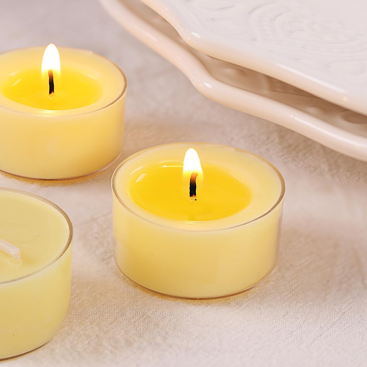 Vanilla Scented Tealight Candles – 14 Pack, 100% Pure Palm Wax, 6-Hour Burn, Ivory Cream Tea Lights for Cozy Ambiance, Home Relaxation, Romantic Settings, Clean Burn & Smokeless