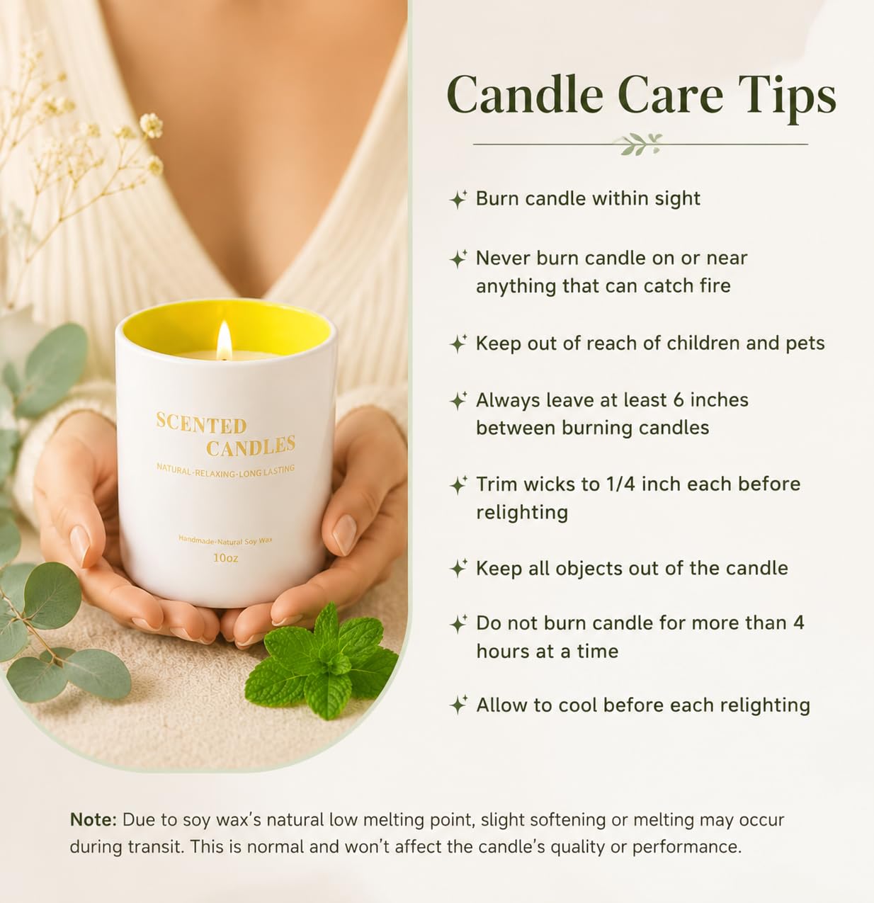 Lanttu Eucalyptus & Mint Scented Candle, 10 oz Natural Soy Wax