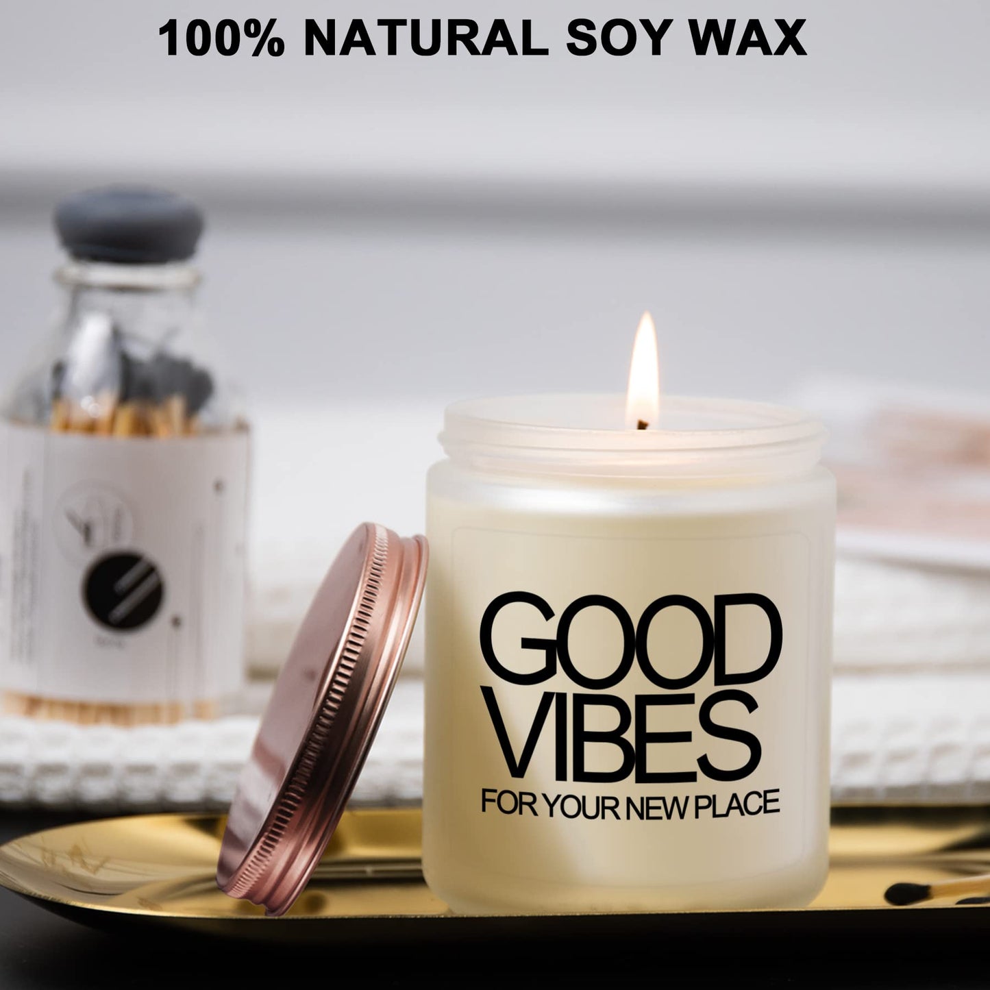 House Warming Gifts New Home, New Home Gifts, Good Vibes Candle, New House Essentials Best Presents for Women Couple Friends - Lavender Candles