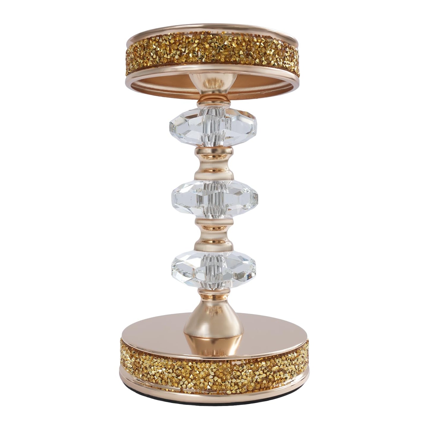 Candle Holder, Crystal Candlesticks Holder Set, Tabletop Pillar Candle Holders for Wedding, Parties, Events, Chirstmas, Home Decor, Table Centerpieces (Gold 02, L)