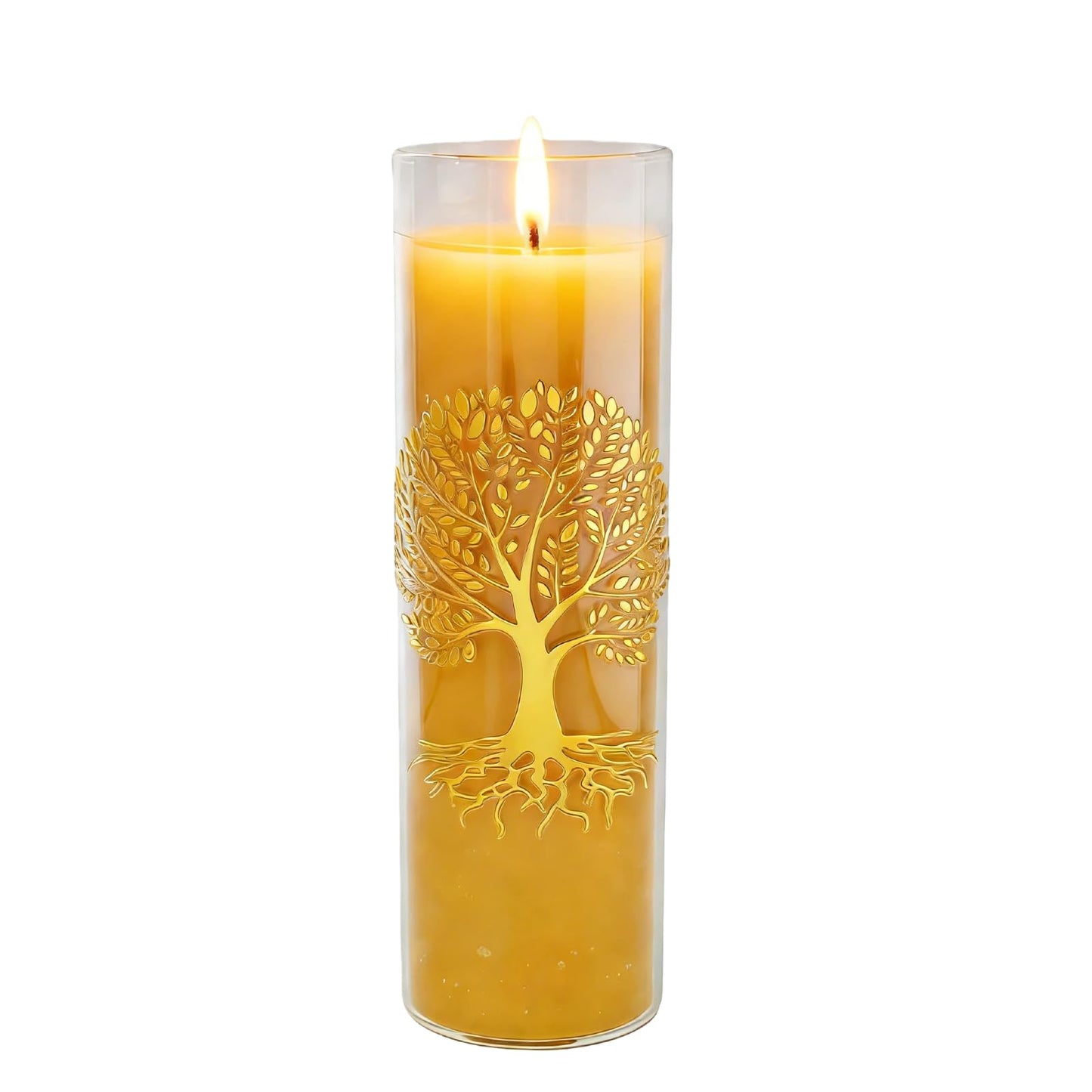 CYSEdge The Tree of Life Pure Beeswax Candles, Single Glass Pack - 80-Hour Burn Time, Clean Burning Long-Lasting Eco-Friendly Candle for Meditation, Prayer & Gift Giving