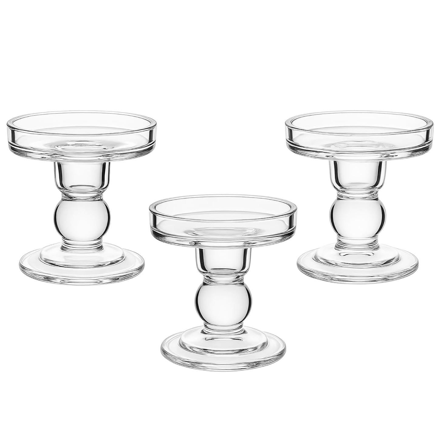 OYATON Glass Candle Holders for Pillar Candle, Unity Candle Holder Set of 3 for Wedding Ceremony Set, Candlestick Holder for Table or Home Decoration