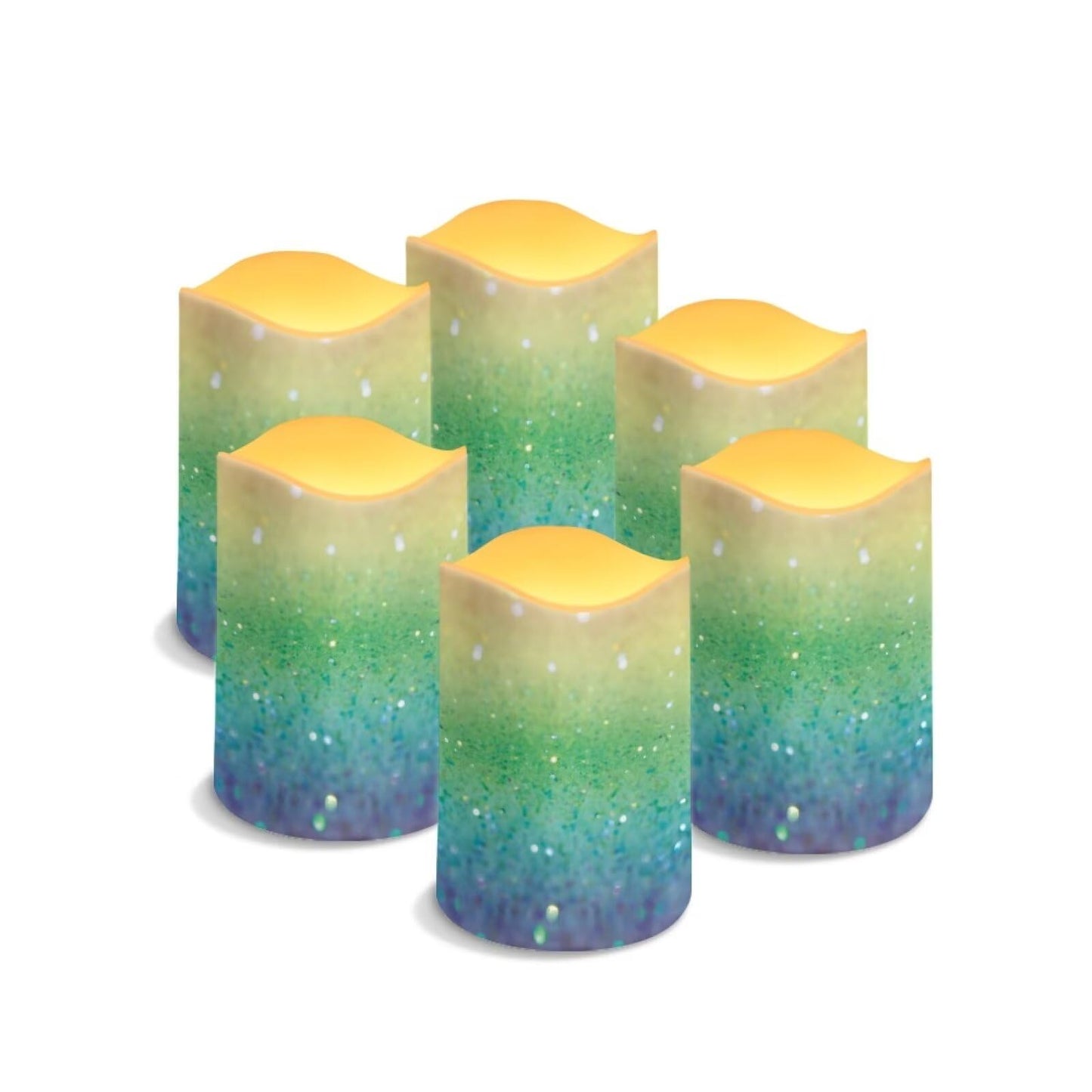 HUISEFOR Glitter Candles Solar Powered Flameless Taper Candles Flickering Electric Tealights Candles with Dancing Flame Dusk to Dawn Solar Power Candles for Home Landscape Romantic Night Decor