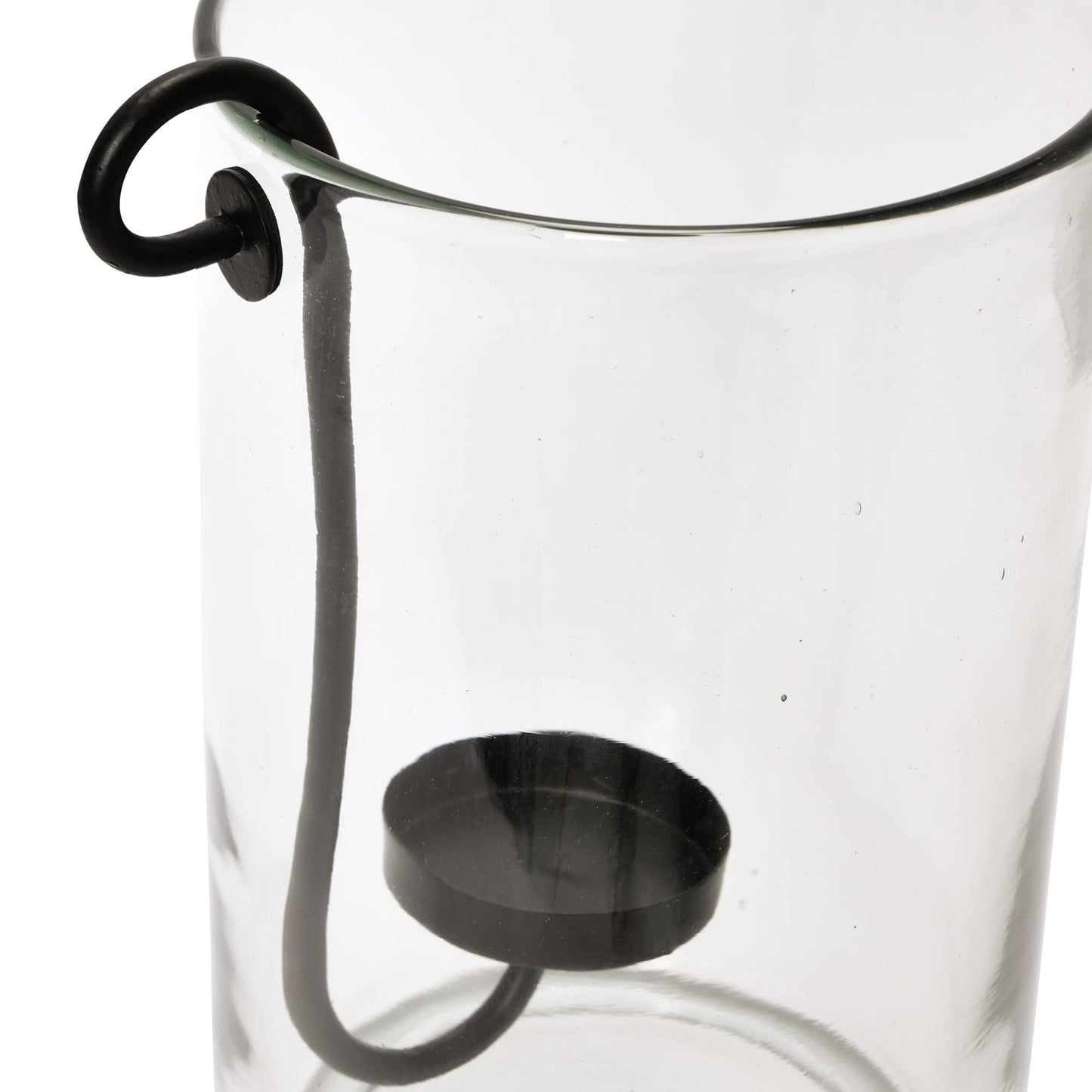 Creative Co-Op Glass Hurricane with Metal Candle Holder, Black, 12.5" H