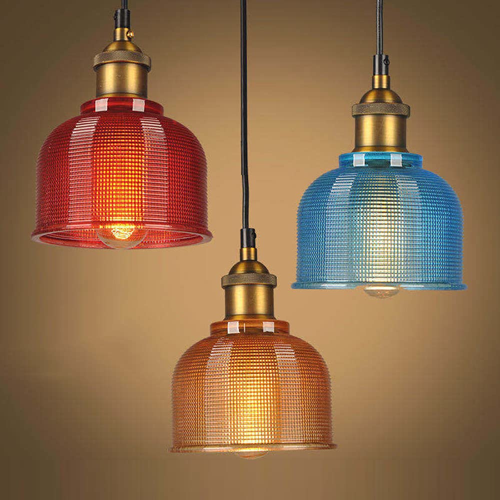 vsGotber Pendant Lights Kitchen Island Stained Glass Chandelier Creative Bedroom Living Room Cafe Bar Flower Cover Retro Bedside Lamp Single Head Chandelier E27 Ceiling Colored Glass Lamps,
