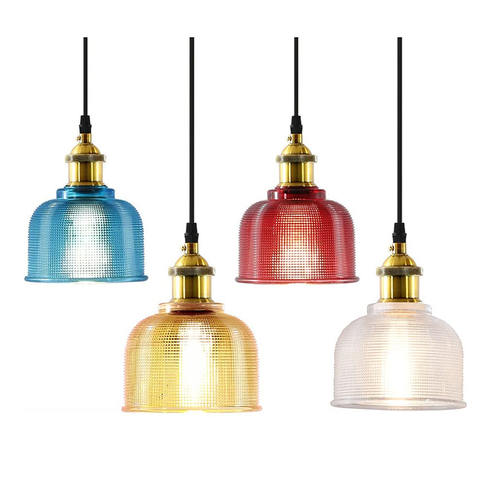 vsGotber Pendant Lights Kitchen Island Stained Glass Chandelier Creative Bedroom Living Room Cafe Bar Flower Cover Retro Bedside Lamp Single Head Chandelier E27 Ceiling Colored Glass Lamps,