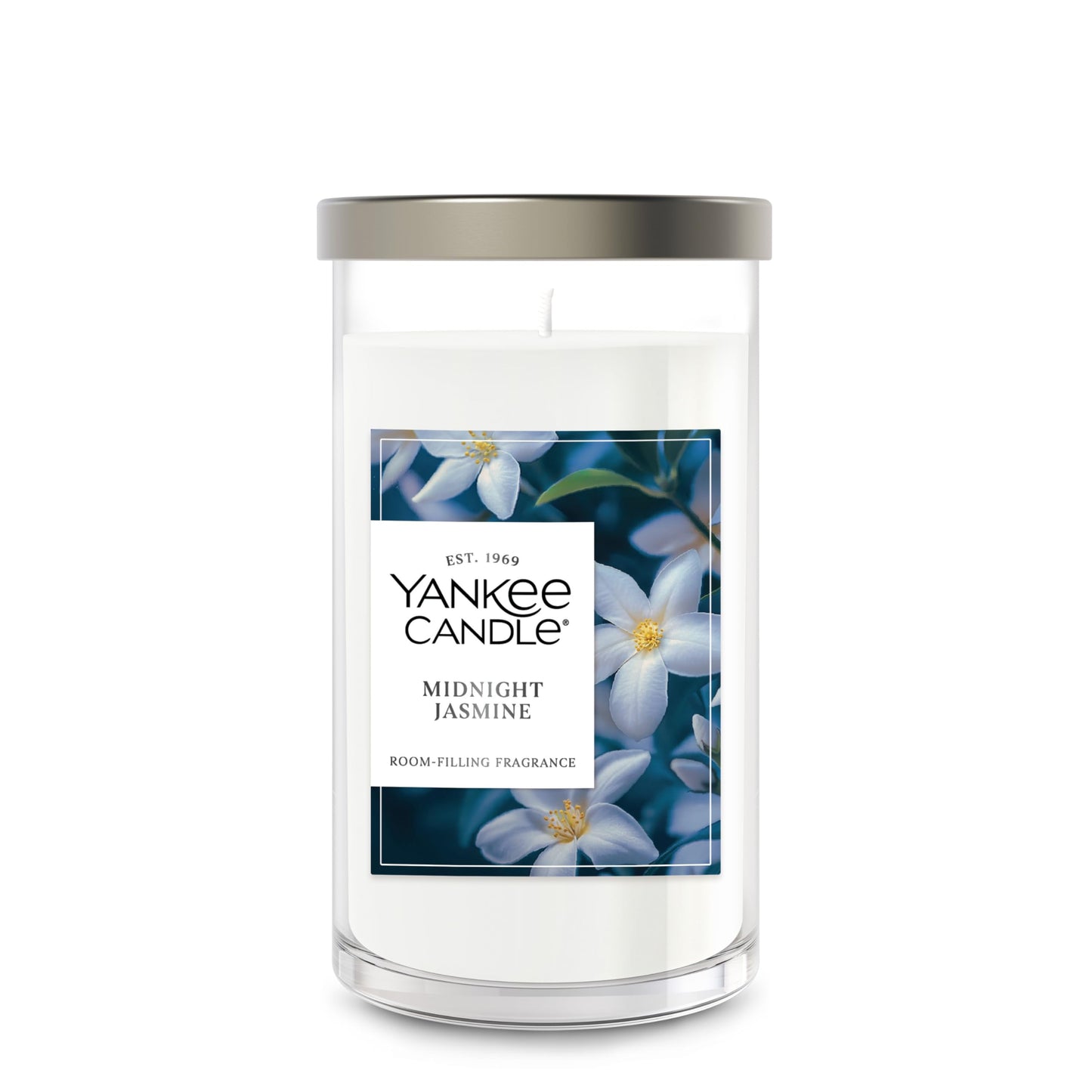 Yankee Candle Medium Pillar Scented Candle with up to 115 Hour Burn Time, Premium Plant Wax Blend for Consistent Burn, 14.25 oz Pillar Candle with Room Filling Fragrance, Midnight Jasmine