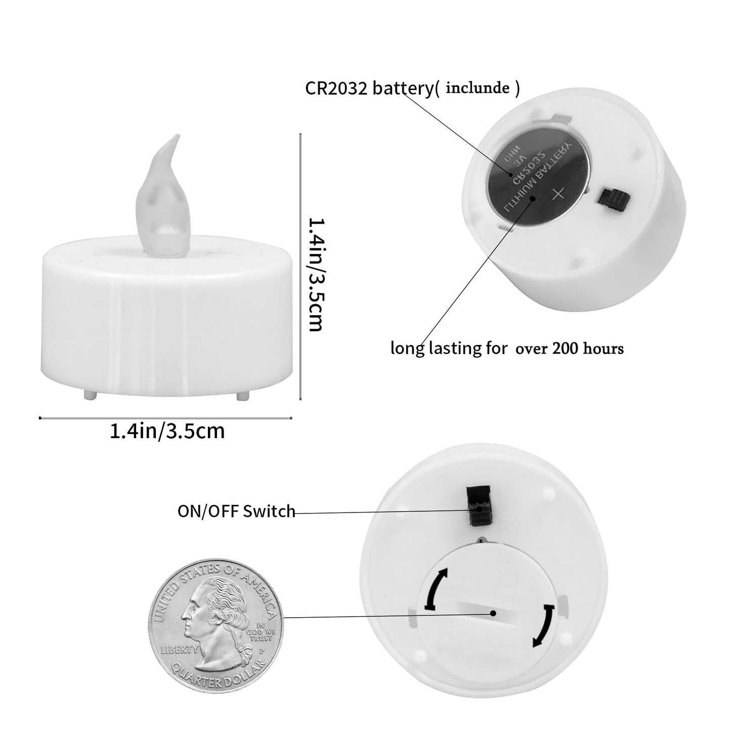 JUNPEI 50Pack Battery Tea Lights Candles- LED Tea Lights Realistic Bright Flickering Holiday Gift Operated Flameless LED Tea Light for Seasonal & Festival Celebration Warm White Lamp Battery Powered