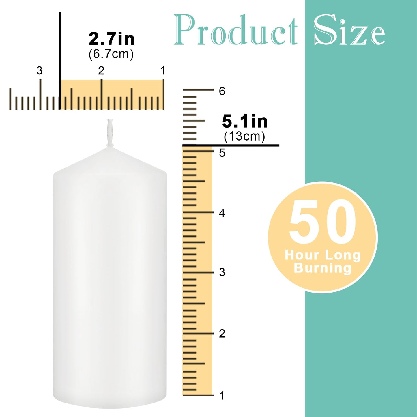 MTLEE 20 Pack White Pillar Candles Bulk, 2.7 x 5.1 Inches 50 Hour Long Burning Dripless Unscented Smokeless Wax Pillar Candles Set for Wedding Birthday Parties Dinner Church Home Emergency